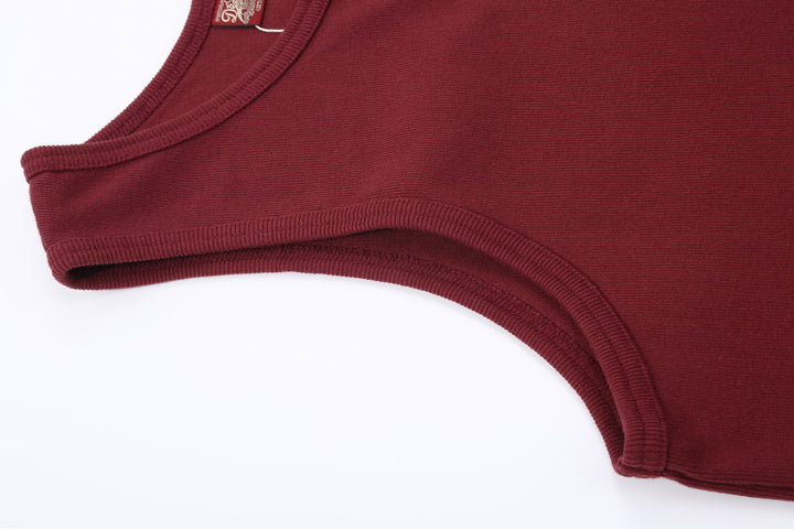 Deluxeware TNKP-00 Heavyweight Ribbed Knit Tank Top Arm Hole Bordeaux
