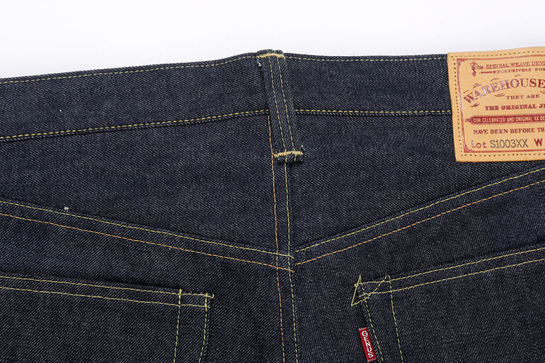 Warehouse S1003XX-LTD 14oz Selvedge Jeans – Back Waistband Stitching and Center Belt Loop