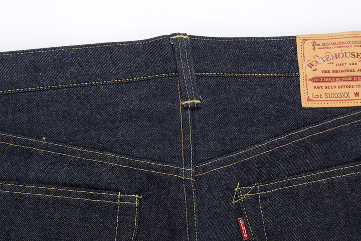 Warehouse S1003XX-LTD 14oz Selvedge Jeans – Back Waistband Stitching and Center Belt Loop