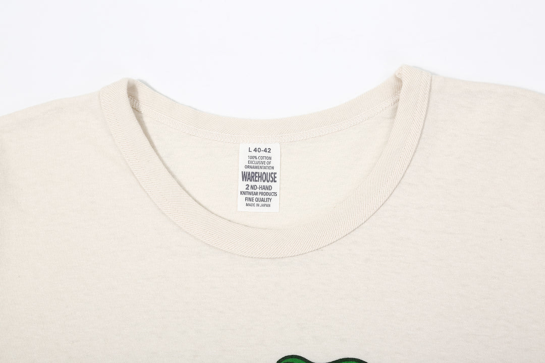 Warehouse 4064 2nd hand crocodile graphic T-shirt short sleeve vintage faded print made in Japan cotton binder neck detail