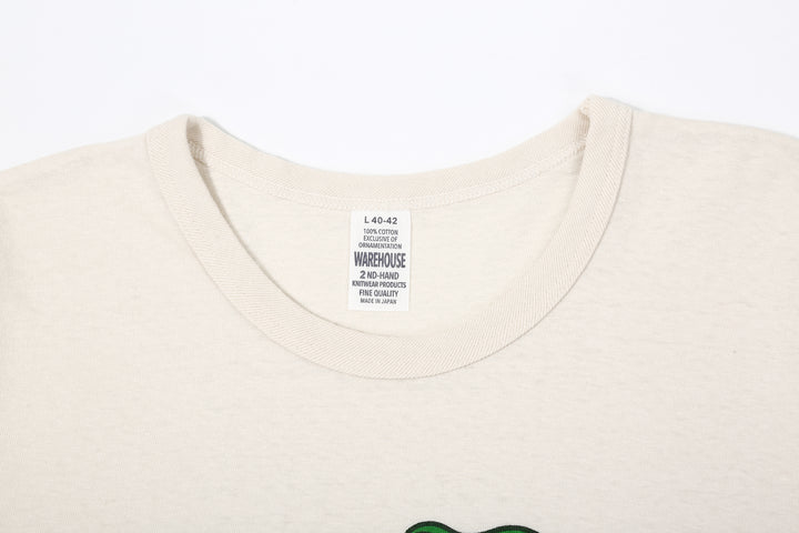 Warehouse 4064 2nd hand crocodile graphic T-shirt short sleeve vintage faded print made in Japan cotton binder neck detail