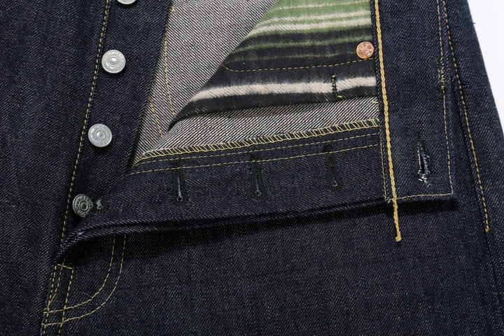 Warehouse S1003XX-LTD 14oz Selvedge Jeans – Button Fly and Interior Stitching Detail