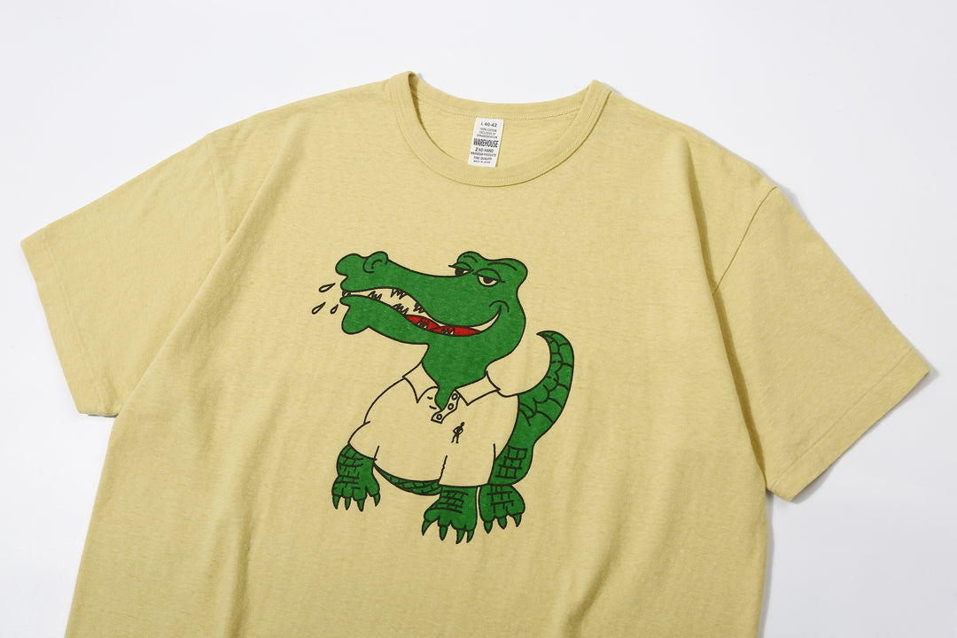 Warehouse 4064 2nd hand crocodile graphic T-shirt short sleeve vintage faded print made in Japan cotton graphic