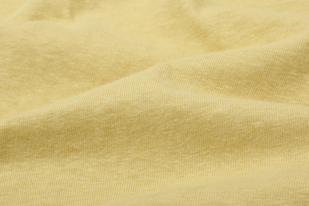 Warehouse 4064 2nd hand crocodile graphic T-shirt short sleeve vintage faded print made in Japan cotton cream yellow fabric close up