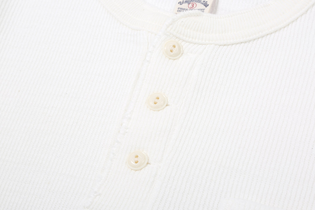 UES 662531 Half Cardigan Stitch Long Sleeve T-Shirt – Henley Neck