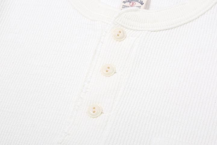 UES 662531 Half Cardigan Stitch Long Sleeve T-Shirt – Henley Neck