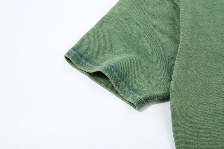 Samurai Jeans SJST-TW01 extra heavyweight T-shirt made in Japan crew neck green sleeve detail