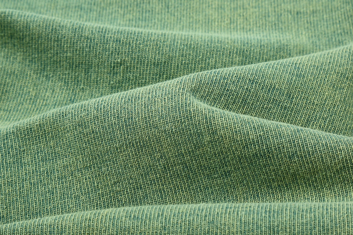 Samurai Jeans SJST-TW01 extra heavyweight T-shirt made in Japan crew neck green fabric close up
