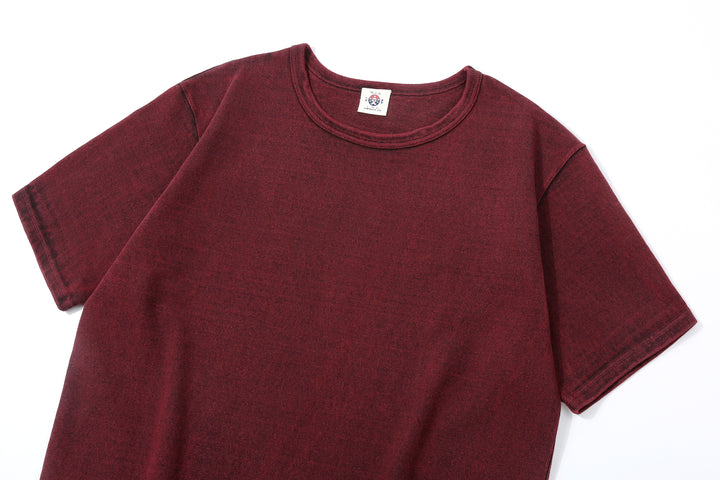 Samurai Jeans SJST-TW01 extra heavyweight T-shirt made in Japan crew neck bordeaux detail front 