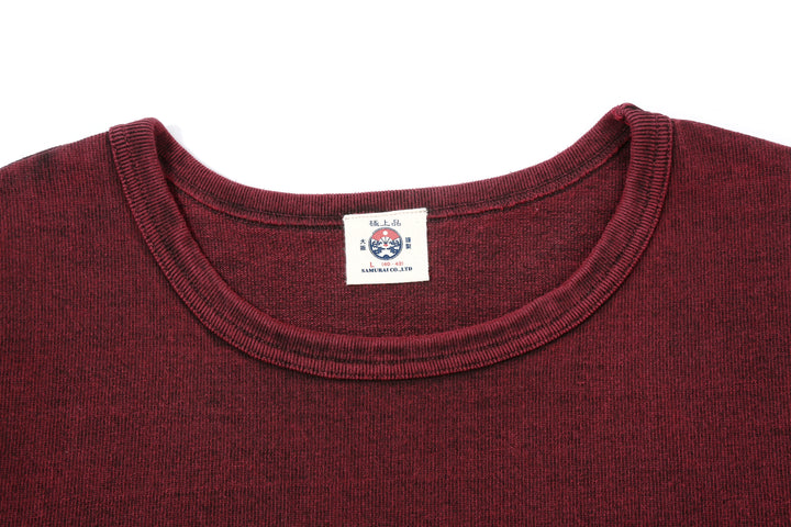 Samurai Jeans SJST-TW01 extra heavyweight T-shirt made in Japan crew neck bordeaux neck detail