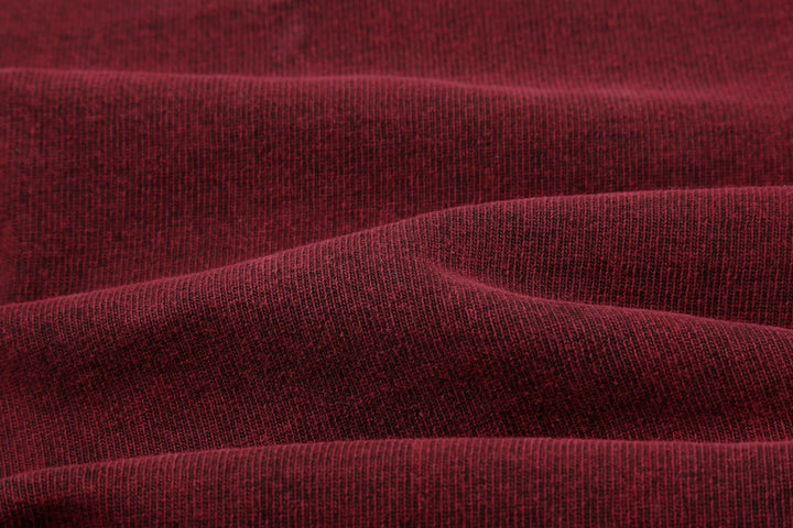 Samurai Jeans SJST-TW01 extra heavyweight T-shirt made in Japan crew neck bordeaux fabric close up