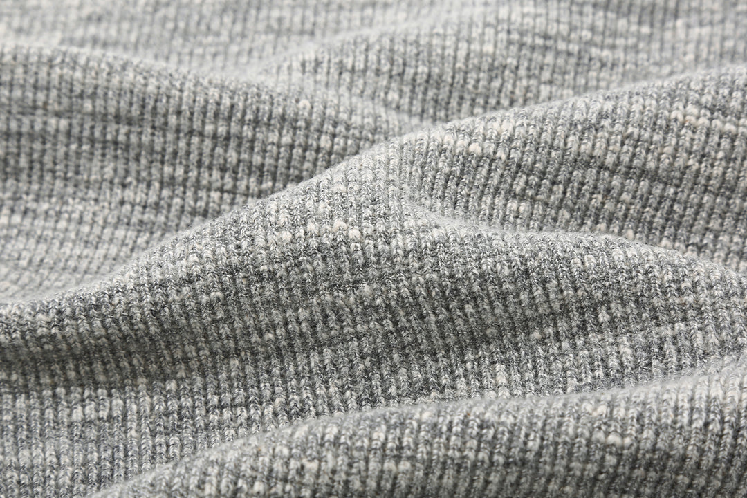 UES 602530 single rib knit long sleeve crew neck T-shirt made in Japan grey fabric close up
