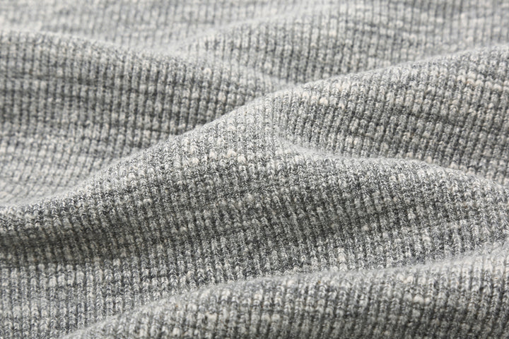 UES 602530 single rib knit long sleeve crew neck T-shirt made in Japan grey fabric close up