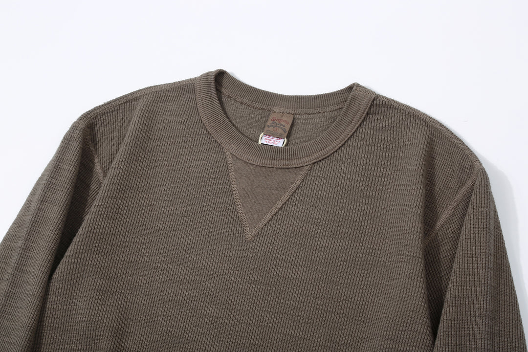 UES 602530 Half Cardigan Stitch Long Sleeve T-Shirt – Crew Neck
