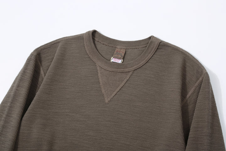 UES 602530 Half Cardigan Stitch Long Sleeve T-Shirt – Crew Neck