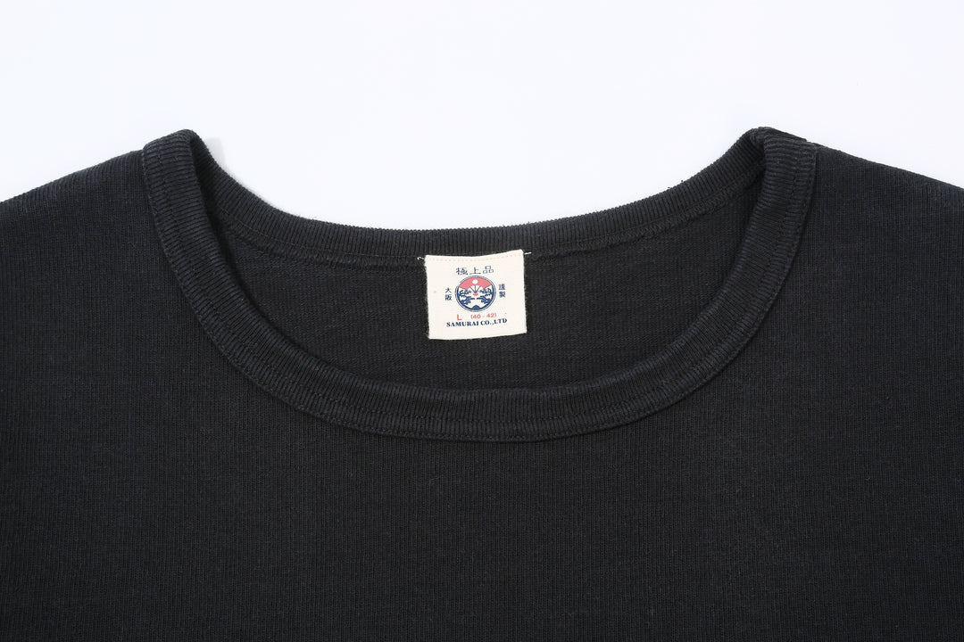 Samurai Jeans SJST-TW01 extra heavyweight T-shirt made in Japan crew neck black neck detail