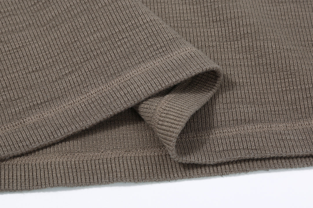 UES 602530 Half Cardigan Stitch Long Sleeve T-Shirt – Crew Neck