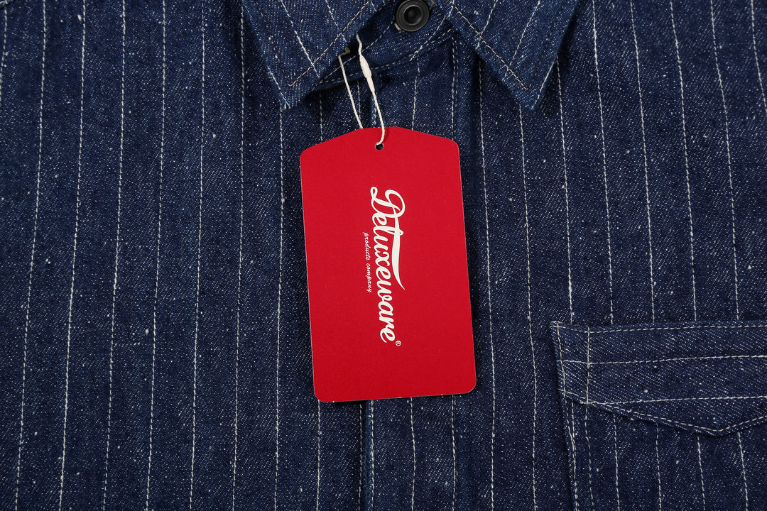 DELUXEWARE 7630A 12oz Selvedge Denim Flannel Shirt Indigo Brand Tag