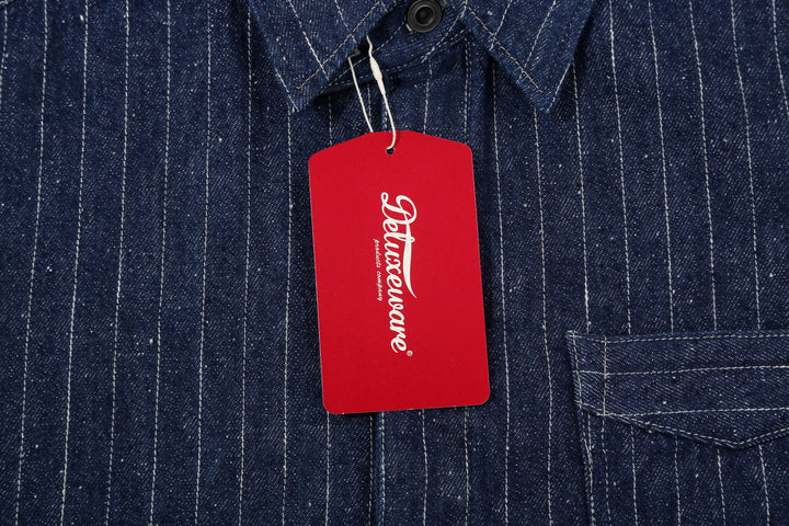 DELUXEWARE 7630A 12oz Selvedge Denim Flannel Shirt Indigo Brand Tag