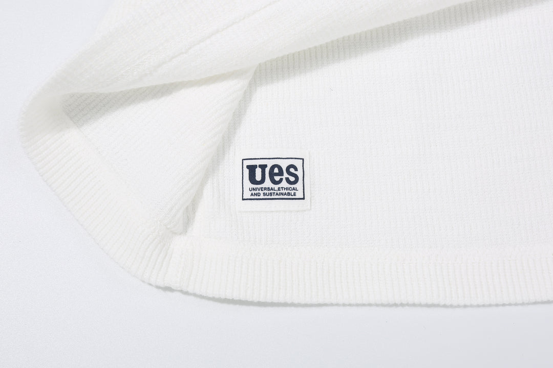 UES 602530 Half Cardigan Stitch Long Sleeve T-Shirt – Crew Neck