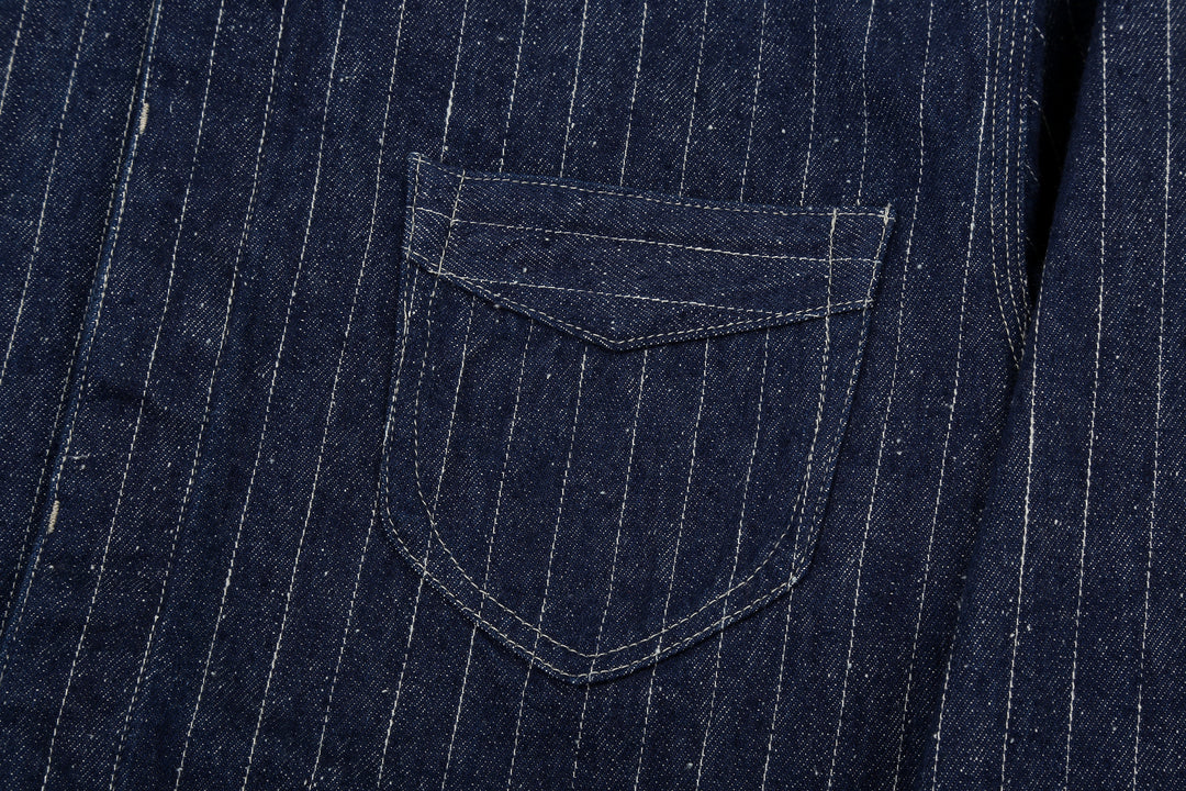 DELUXEWARE 7630A Denim Flannel Shirt Indigo Chest Pocket Detail
