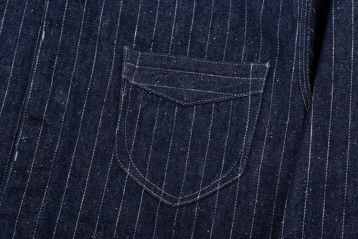 DELUXEWARE 7630A Denim Flannel Shirt Indigo Chest Pocket Detail