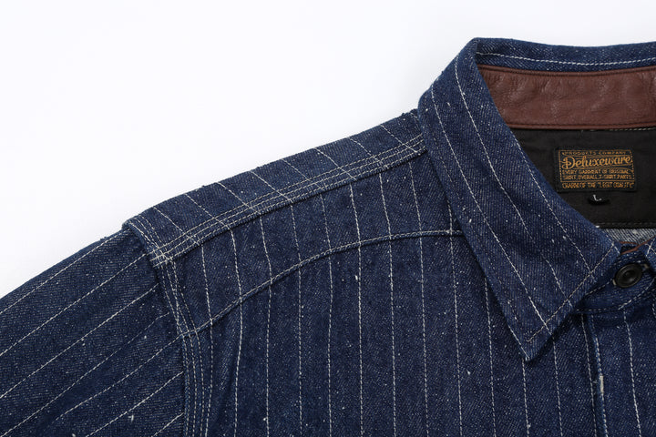 DELUXEWARE 7630A Denim Flannel Shirt Shoulder and Triple-Needle Stitching Detail