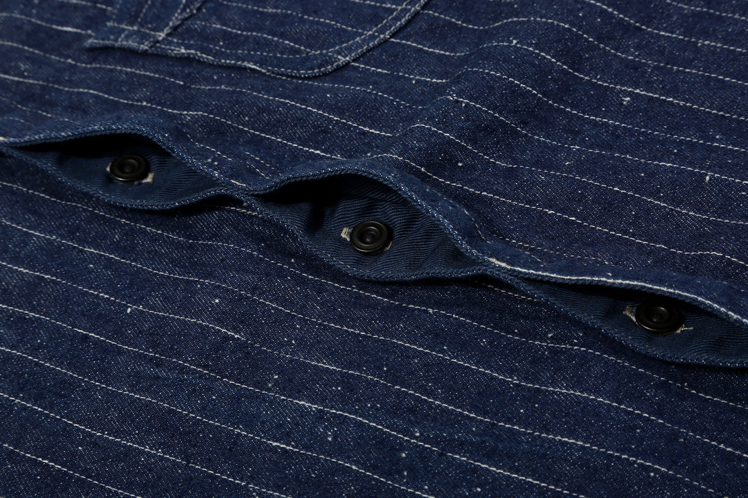 DELUXEWARE 7630A Denim Flannel Shirt Concealed Placket and Metal Button Detail