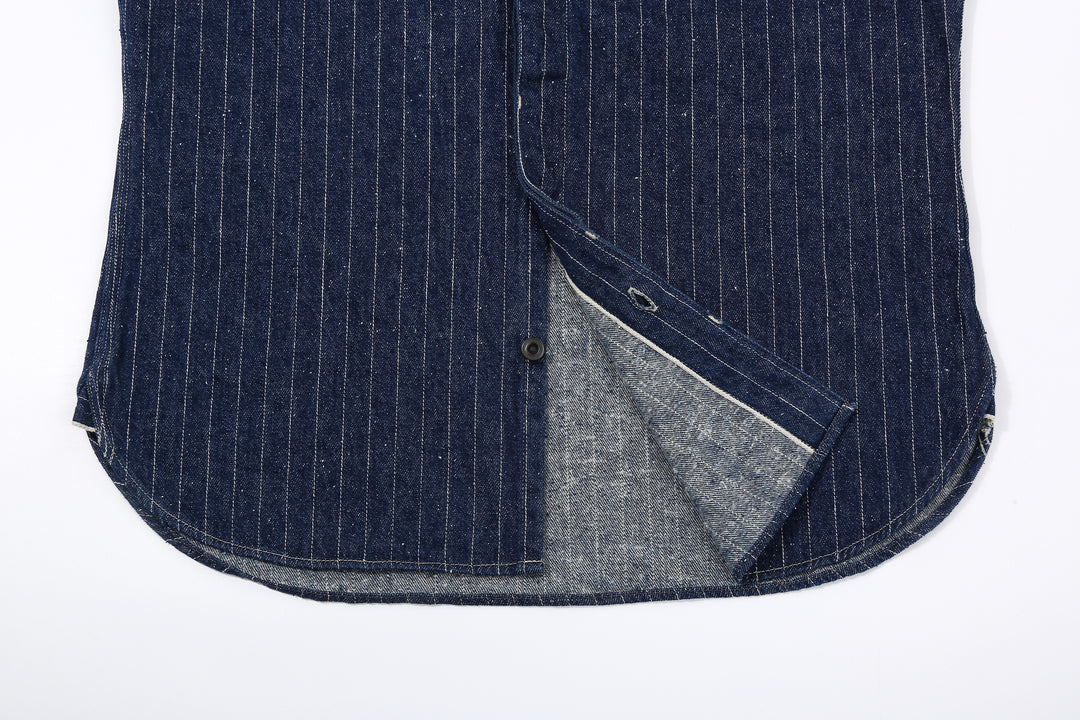 DELUXEWARE 7630A Denim Flannel Shirt Brushed Reverse Fabric and Hem Detail