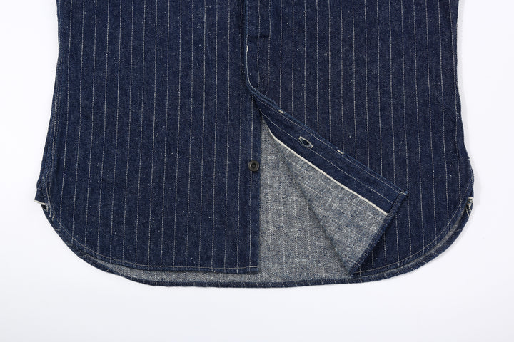 DELUXEWARE 7630A Denim Flannel Shirt Brushed Reverse Fabric and Hem Detail