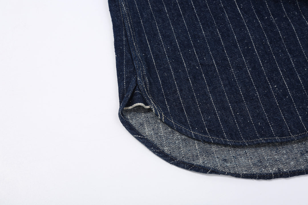 DELUXEWARE 7630A Denim Flannel Shirt Selvedge Fabric and Side Hem Detail