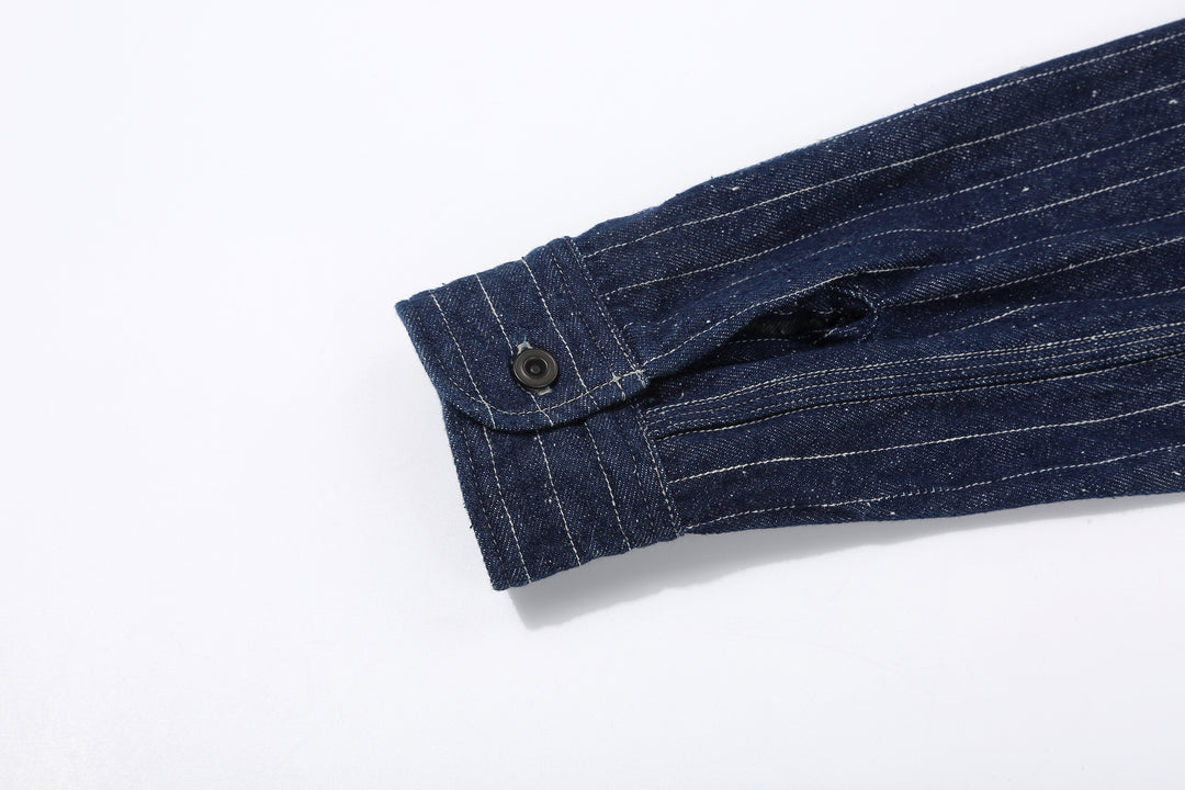 DELUXEWARE 7630A Denim Flannel Shirt Sleeve Placket and Cuff Detail