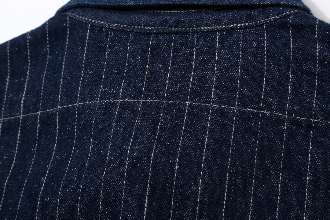 DELUXEWARE 7630A Denim Flannel Shirt Back Collar and Yoke Stitching Detail