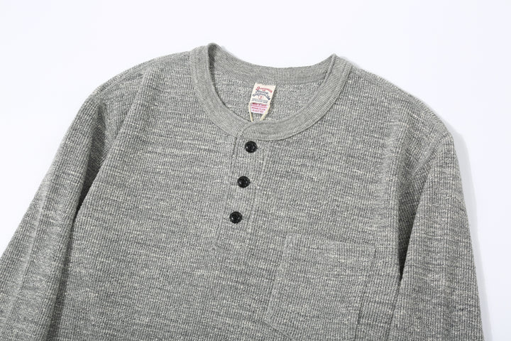 UES 662531 Half Cardigan Stitch Long Sleeve T-Shirt – Henley Neck