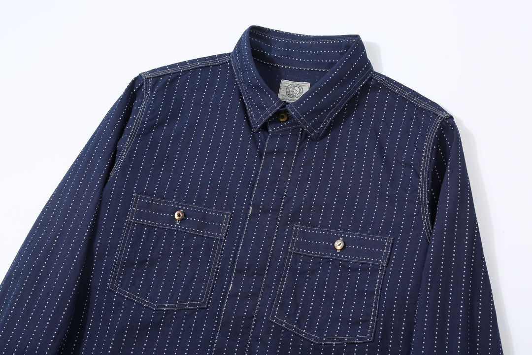 DALEE’S & CO. Signal Savvy Indigo Wabash Work Shirt – Collar and Twin Chest Pockets