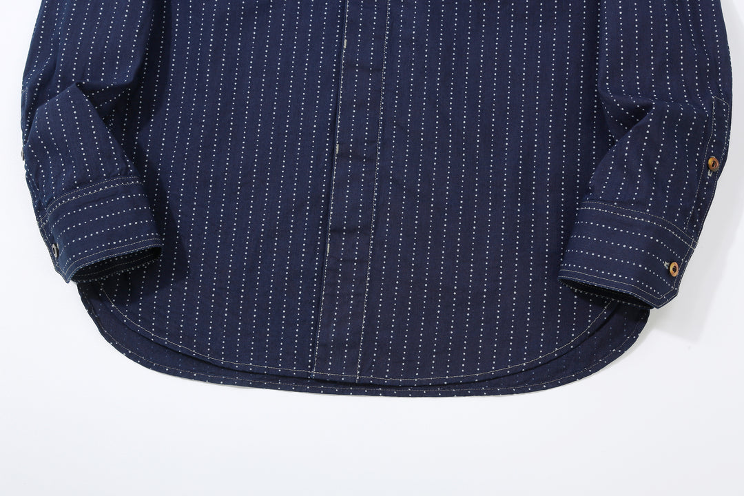 DALEE’S & CO. Signal Savvy Indigo Wabash Work Shirt – Curved Hem and Cuffs