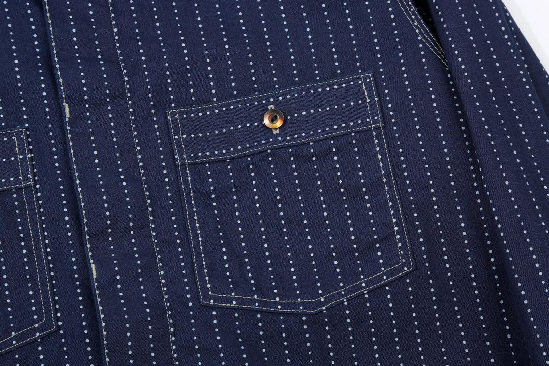 DALEE’S & CO. Signal Savvy Indigo Wabash Work Shirt – Buttoned Chest Pocket Detail