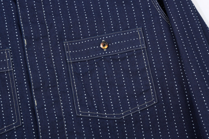 DALEE’S & CO. Signal Savvy Indigo Wabash Work Shirt – Buttoned Chest Pocket Detail