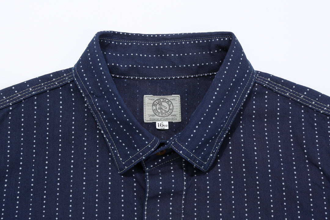 DALEE’S & CO. Signal Savvy Indigo Wabash Work Shirt – Collar and Brand Label