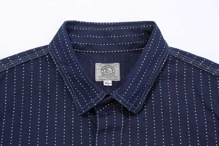 DALEE’S & CO. Signal Savvy Indigo Wabash Work Shirt – Collar and Brand Label