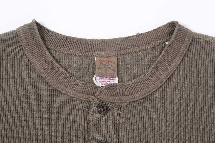 UES 662531 Half Cardigan Stitch Long Sleeve T-Shirt – Henley Neck
