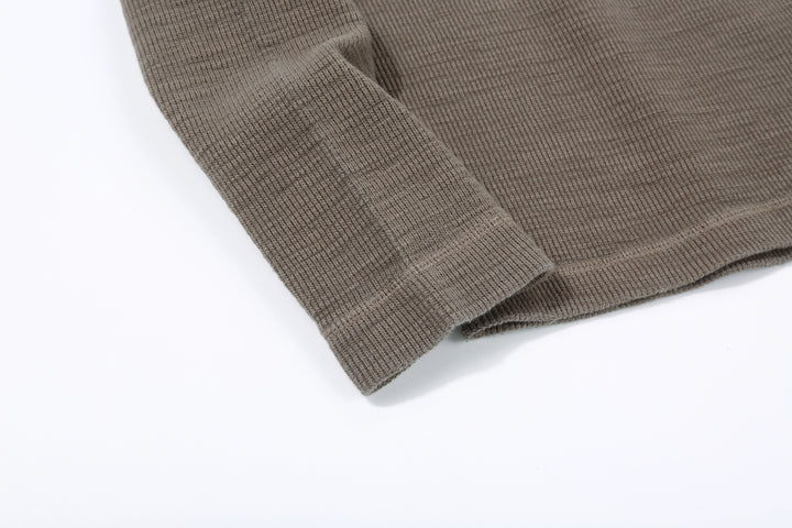 UES 662531 Half Cardigan Stitch Long Sleeve T-Shirt – Henley Neck
