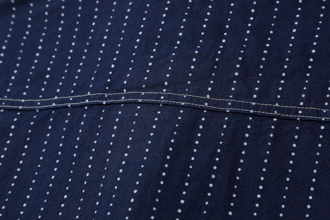 DALEE’S & CO. Signal Savvy Indigo Wabash Work Shirt – Dot Pattern and Stitching Close-Up