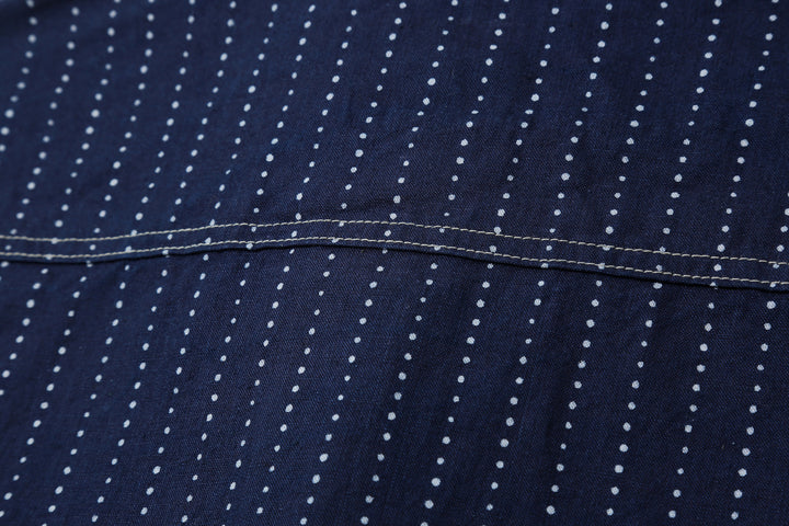 DALEE’S & CO. Signal Savvy Indigo Wabash Work Shirt – Dot Pattern and Stitching Close-Up