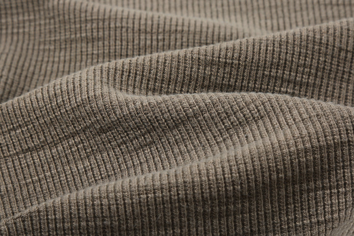 UES 662531 single rib knit long sleeve henley neck T-shirt made in Japan slub cotton fabric close up
