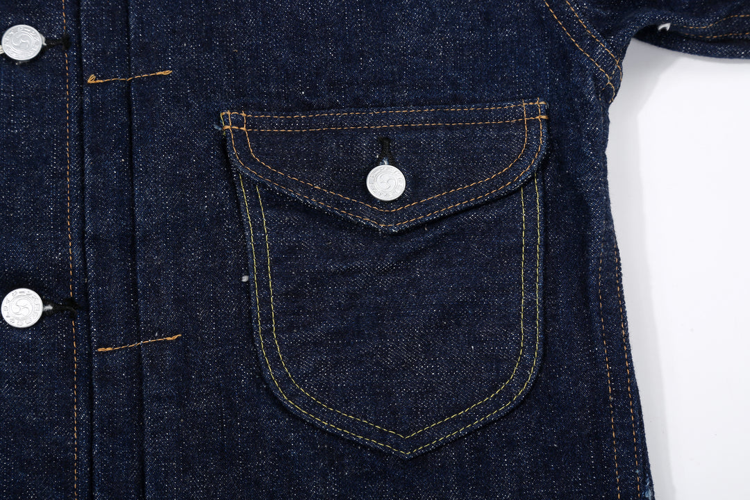 Samurai Jeans S101AX "AI Plus" Natural Indigo Mixed 18oz Selvedge Denim Jacket Front Pocket