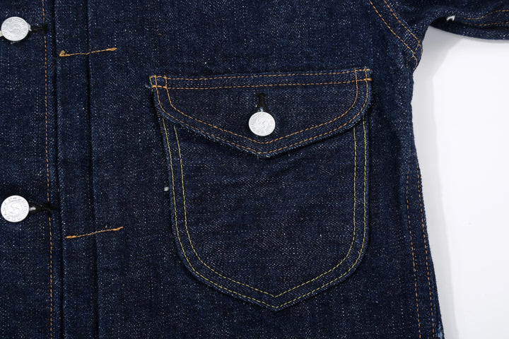 Samurai Jeans S101AX "AI Plus" Natural Indigo Mixed 18oz Selvedge Denim Jacket Front Pocket