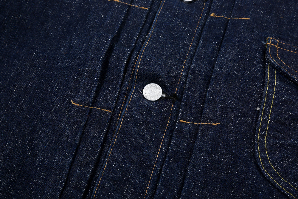 Samurai Jeans S101AX "AI Plus" Natural Indigo Mixed 18oz Selvedge Denim Jacket Button