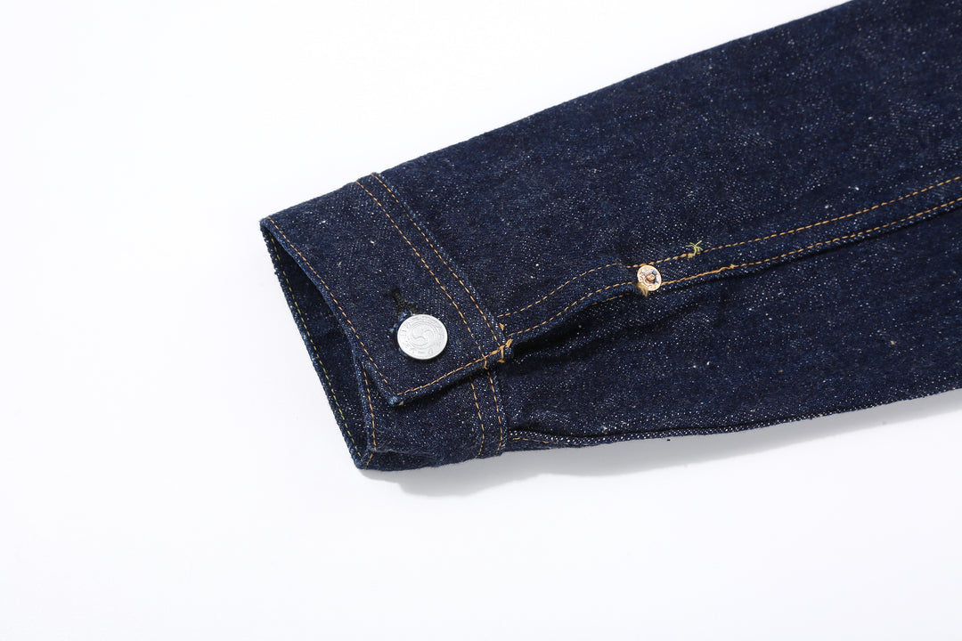 Samurai Jeans S101AX "AI Plus" Natural Indigo Mixed 18oz Selvedge Denim Jacket Cuff Button