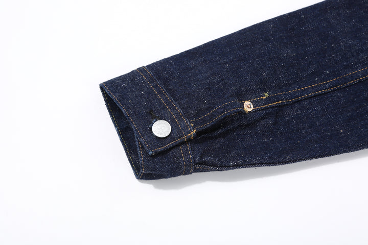 Samurai Jeans S101AX "AI Plus" Natural Indigo Mixed 18oz Selvedge Denim Jacket Cuff Button